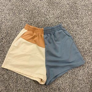 Color Block High Waisted Casual Athletic Shorts Small